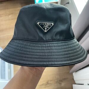 Prada Black Nylon Bucket Hat – Size M (New)